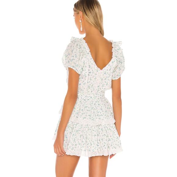 LOVESHACKFANCY Carlo Ruffle Lace Mini Dress Bonnet Blue XS - Picture 2 of 10